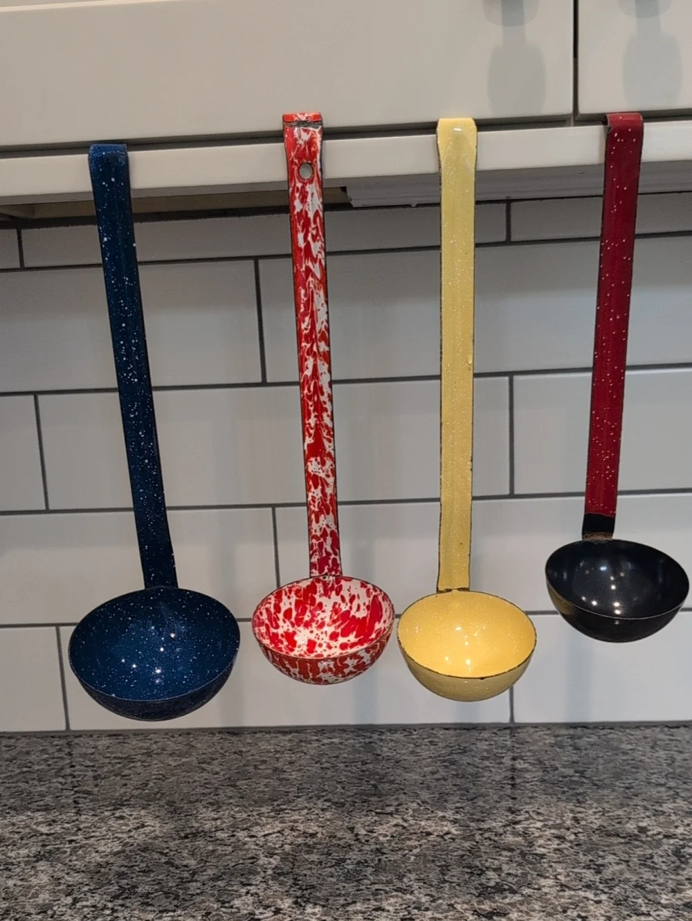 Speckled Enamelware Ladle - Set of Mixed Colors (Blue, Red, Yellow,)